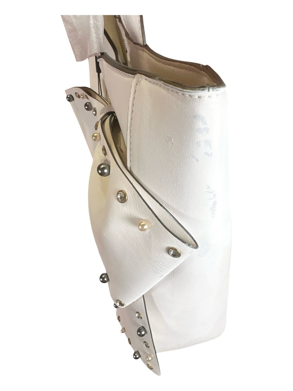 Karl Lagerfeld Paris Canelle White Studded Bow Tote NWT - Picture 14 of 17